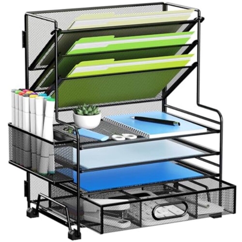 Desk Organizer File Tray Multi Tier Paper Holder Office Supply Storage Rack